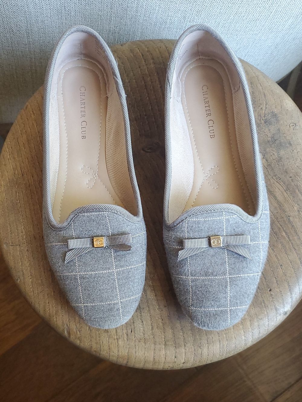 Charter Club Grey Plaid Ballet Flats